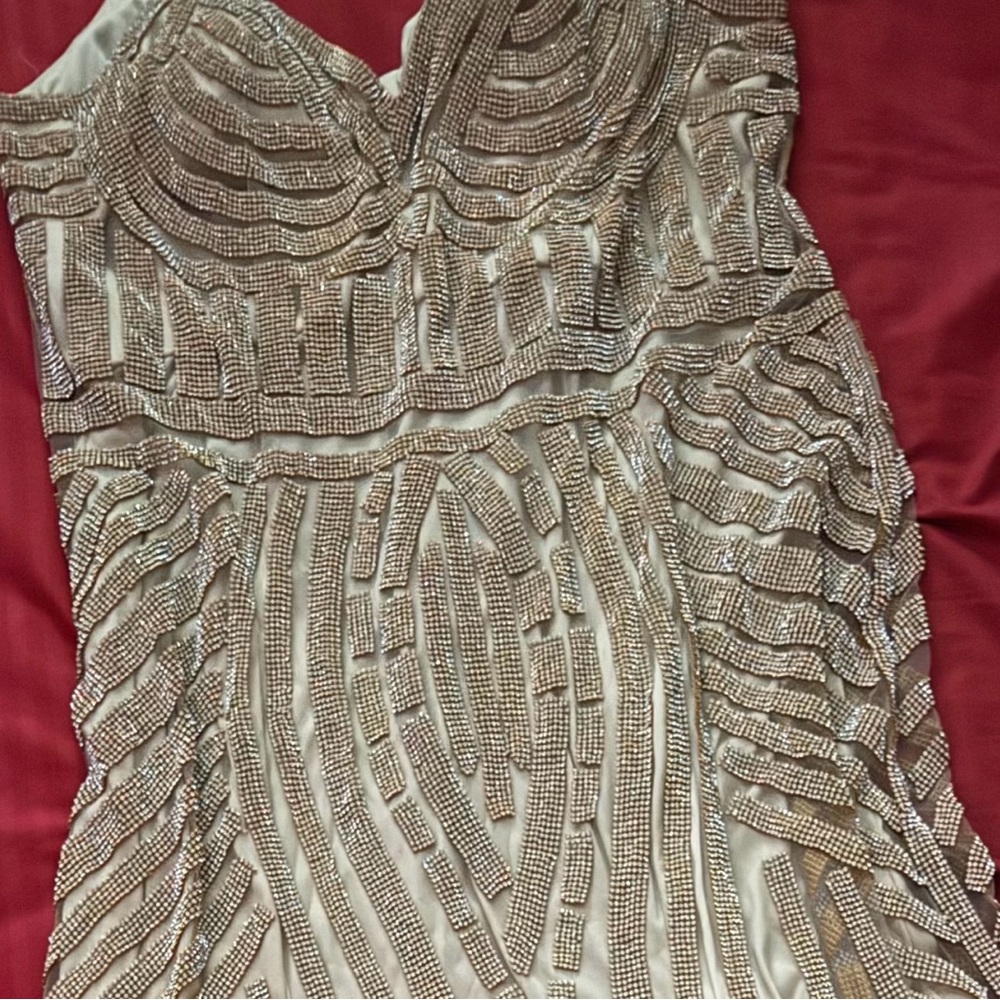 Elegant Beaded Cream Dress